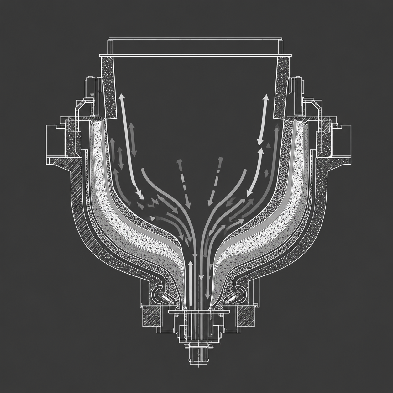 Technical diagram of ladle refractory system